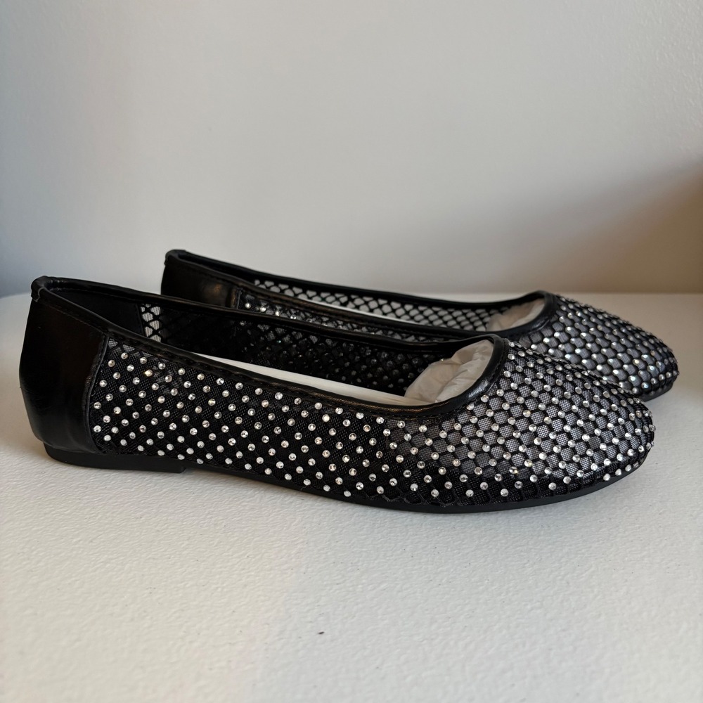 Project Cloud Ruthie A Black Mesh Ballet Rhinestone Embellished Women Size 7.5